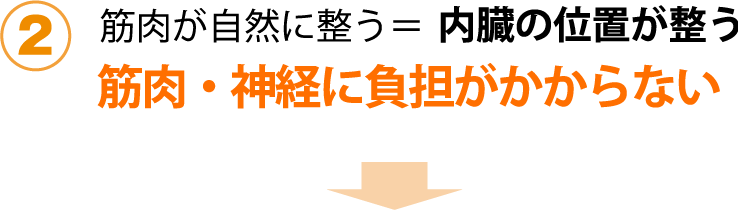 筋肉が自然の整う＝内臓の位置が整う。筋肉・神経に負担がかからない